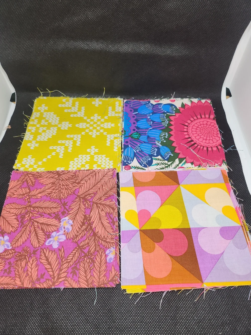 Vibrant Multicolor Floral and Geometric Fabric Squares - Home Accents